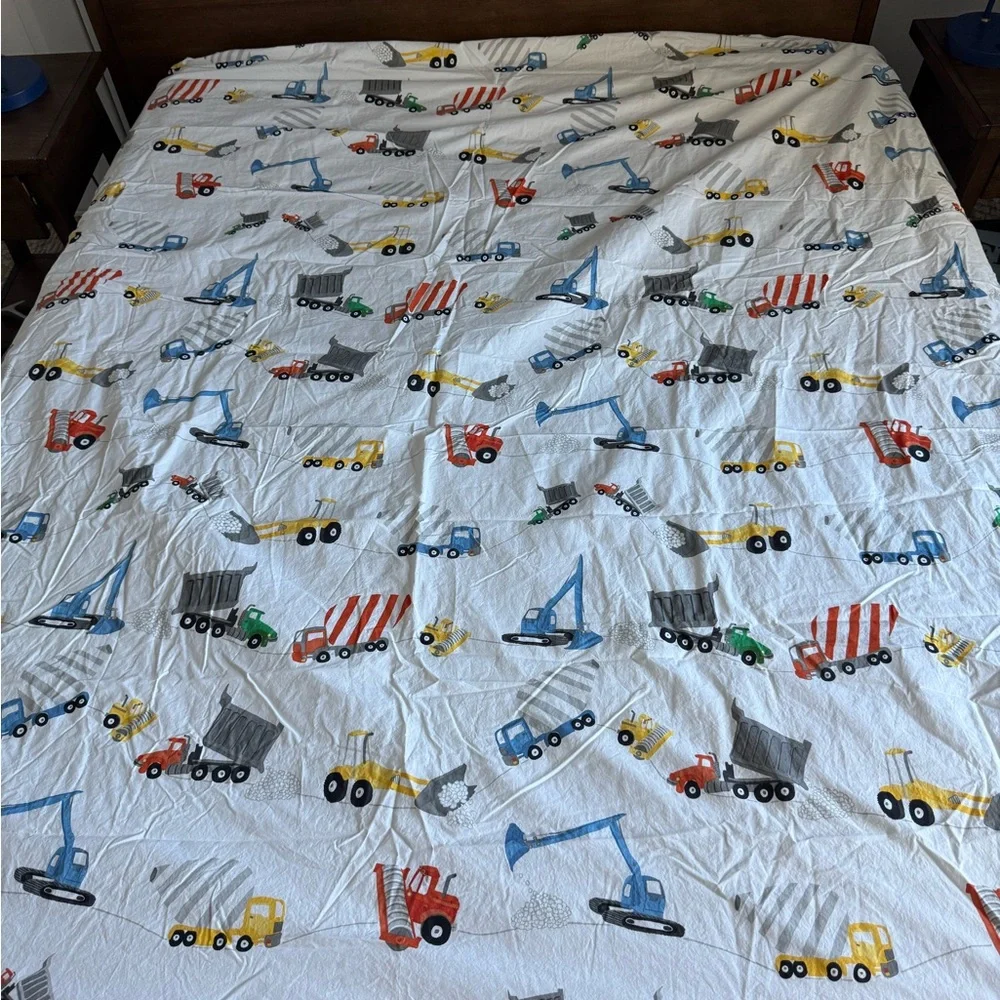 Pottery Barn Kids Construction Full Flat Sheet